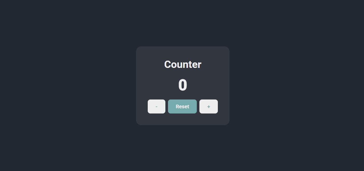 Counter card showing 0 with minus, Reset and plus buttons.